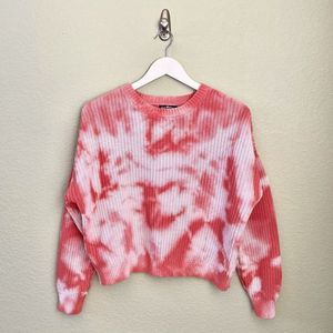 Freshman 1996 Tie Dyed Cotton Knit Pullover Sweater, Coral & White, Juni…
